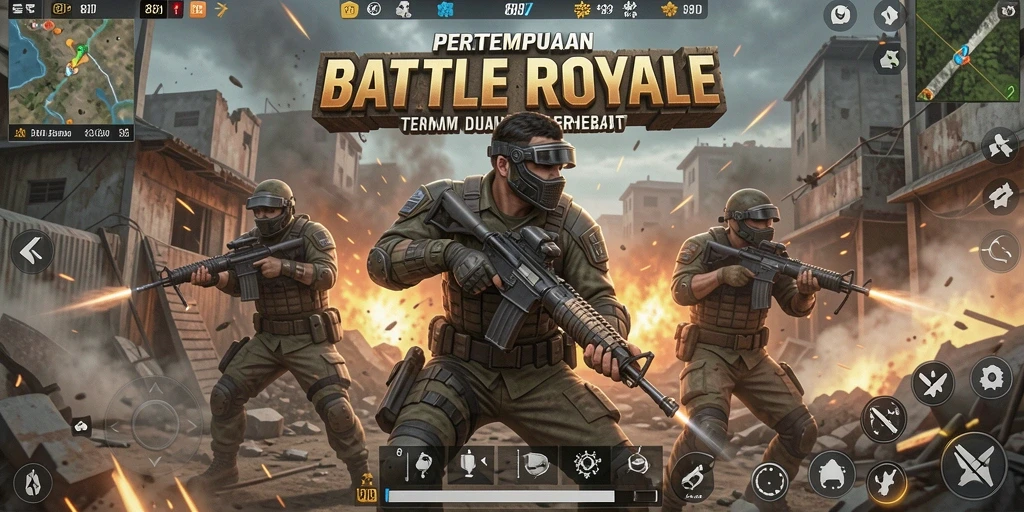 Tampilan aksi seru dalam gameplay Battle Royale 88ID.