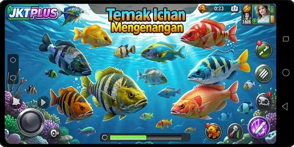 Screenshot JKTPLUS menampilkan gameplay Tembak Ikan yang menarik dan seru.