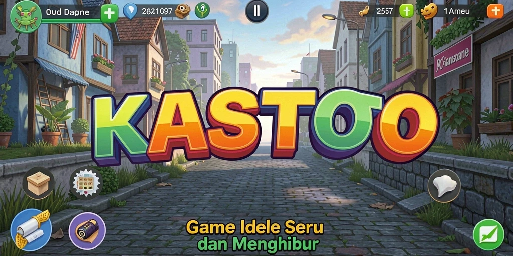 Screenshot gameplay KASTOTO menampilkan karakter lucu dan aktivitas seru.