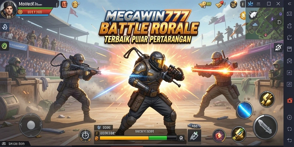 Screenshot aksi seru dalam game Battle Royale MEGAWIN777.