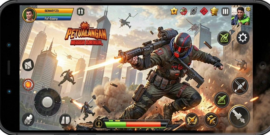 Tampilan gameplay seru dari SEMAR123 dengan aksi yang mendebarkan.