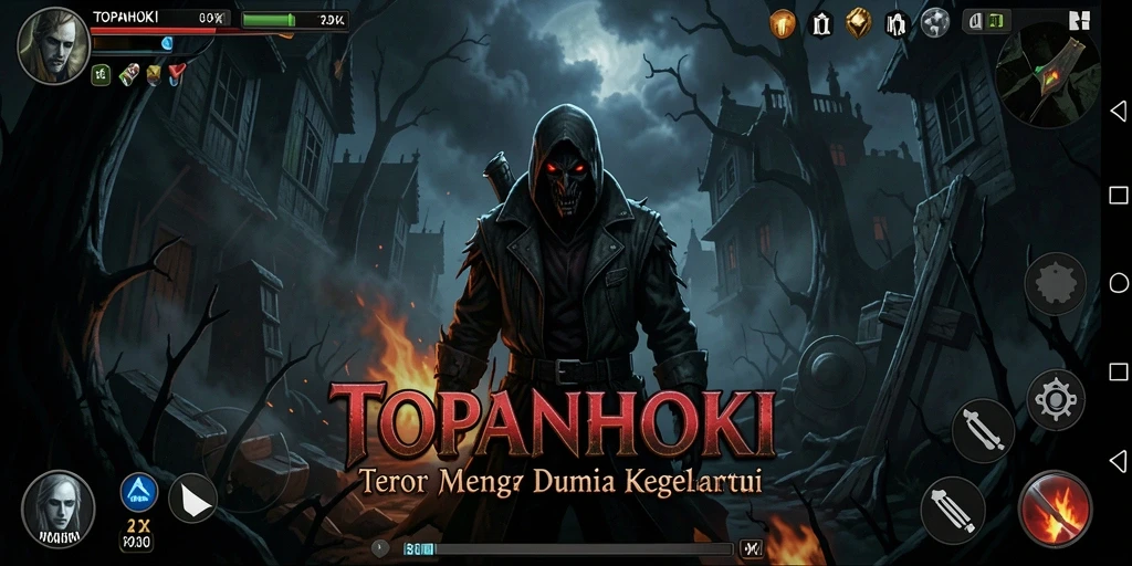 Screenshot gameplay TOPANHOKI yang menampilkan suasana menegangkan dan mencekam.