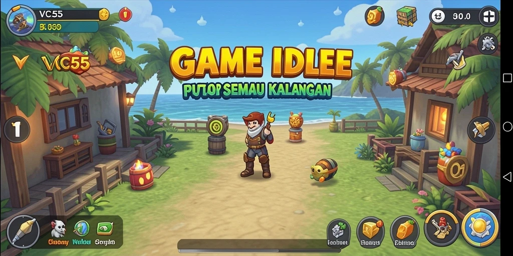 Tampilan gameplay VC55 dengan elemen Idle yang menarik dan mudah diakses.